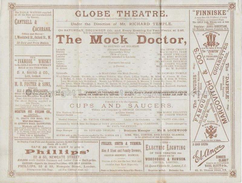 1890 THE MOCK DOCTOR Globe Theatre
