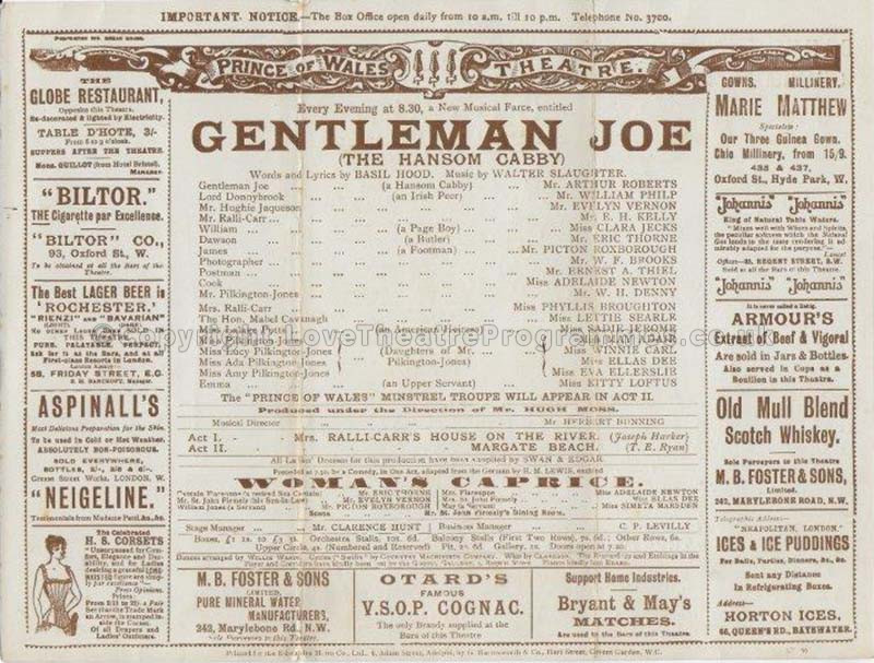 1895 GENTLEMAN JOE Prince of Wales Theatre