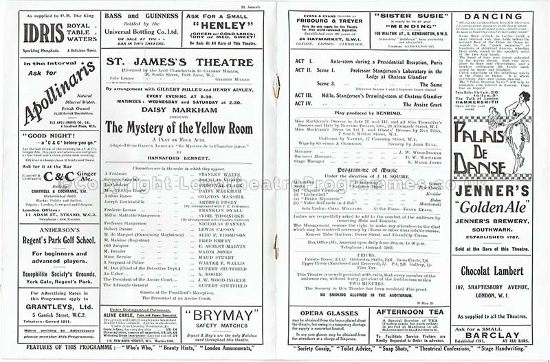1920 St James's Theatre THE MYSTERY OF THE YELLOW ROOM