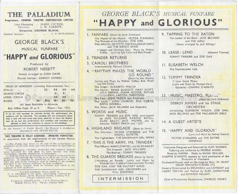 1944 HAPPY and GLORIOUS Palladium