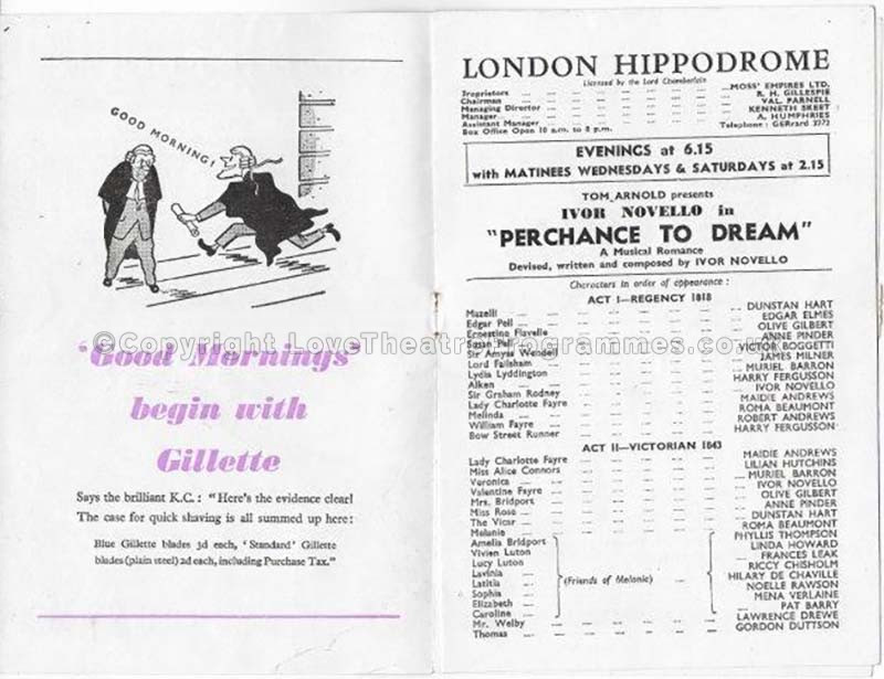 1945 PERCHANCE TO DREAM The London Hippodrome