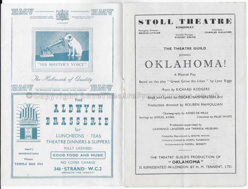 1950 OKLAHOMA Stoll Theatre