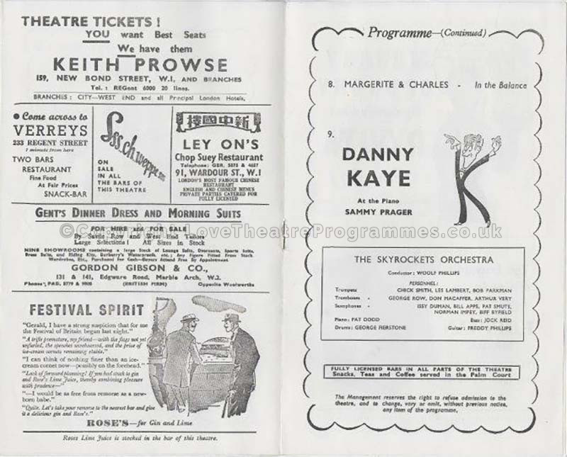 1951 DANNY KAYE London Palladium