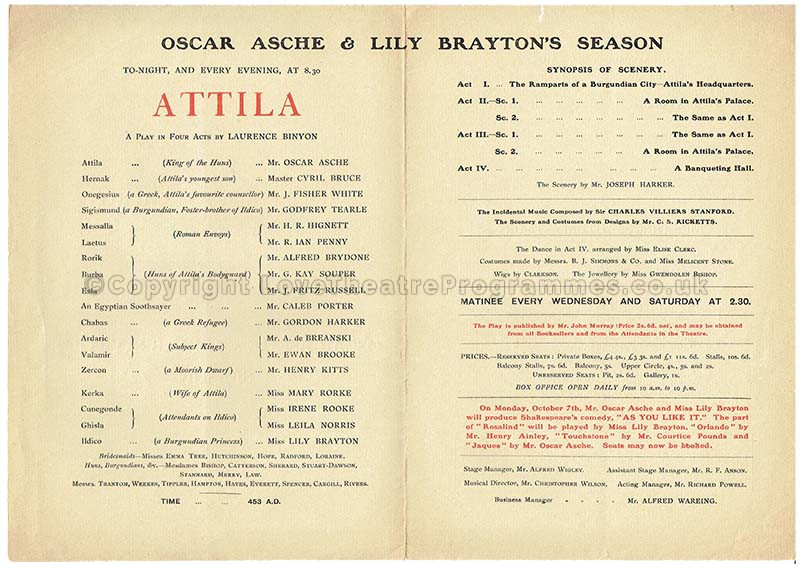 1907 ATTILA His Majesty's Theatre