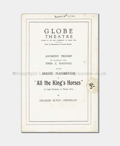 1926 Globe Theatre - All the King's Horses