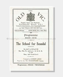 1926-27 SCHOOL FOR SCANDAL Old Vic