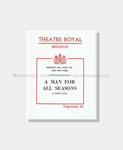 1960 A MAN FOR ALL SEASONS Theatre Royal, Brighton