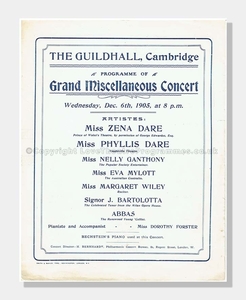 1905 GRAND CONCERT Guildhall, Cambridge The Dare Sisters